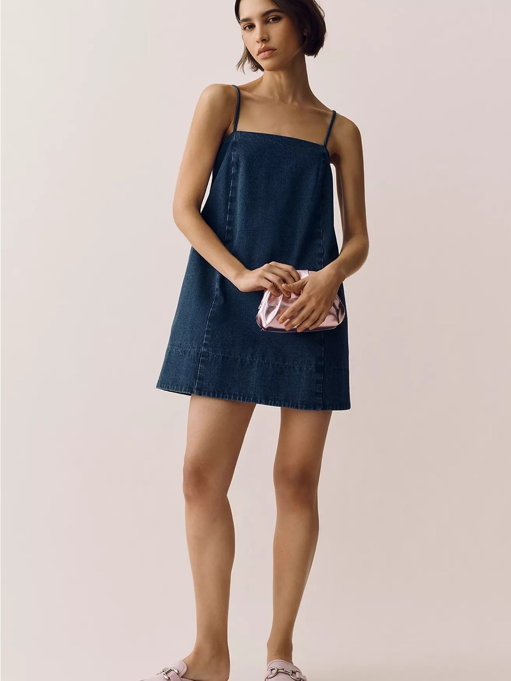 NWT Size XL - Mare Mare Cotton Denim Square-Neck Mini Dress w Pockets (US$ 148) - Picture 2 of 16